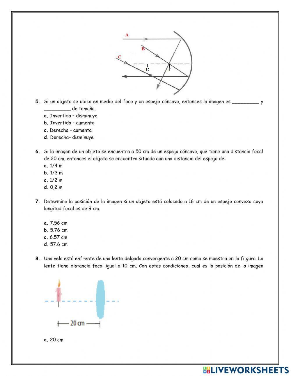 Quiz optica geometrica