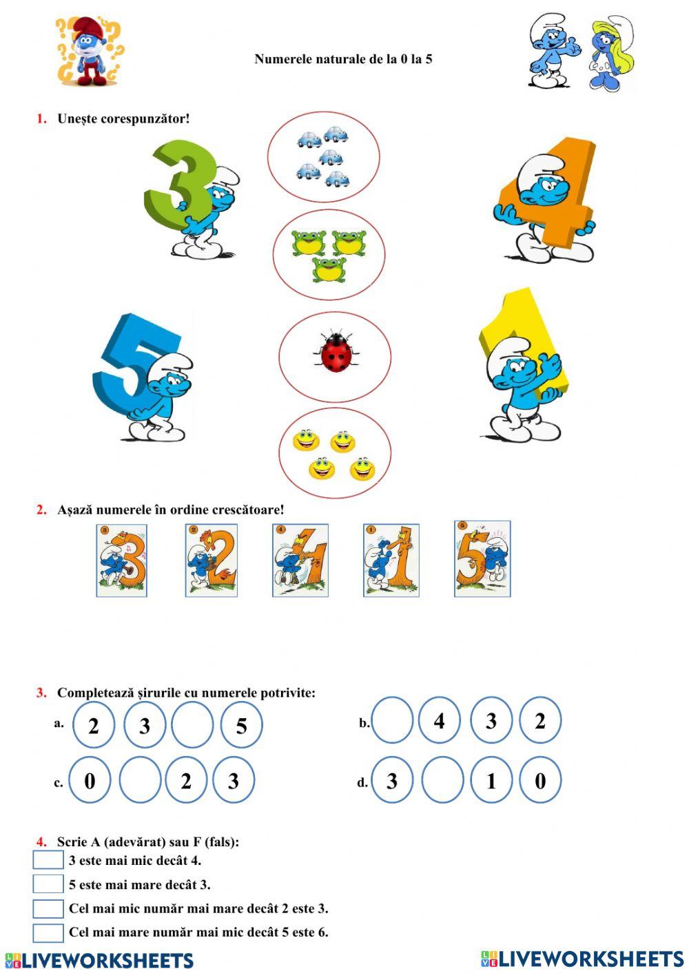 Exerciții numere naturale 0-5