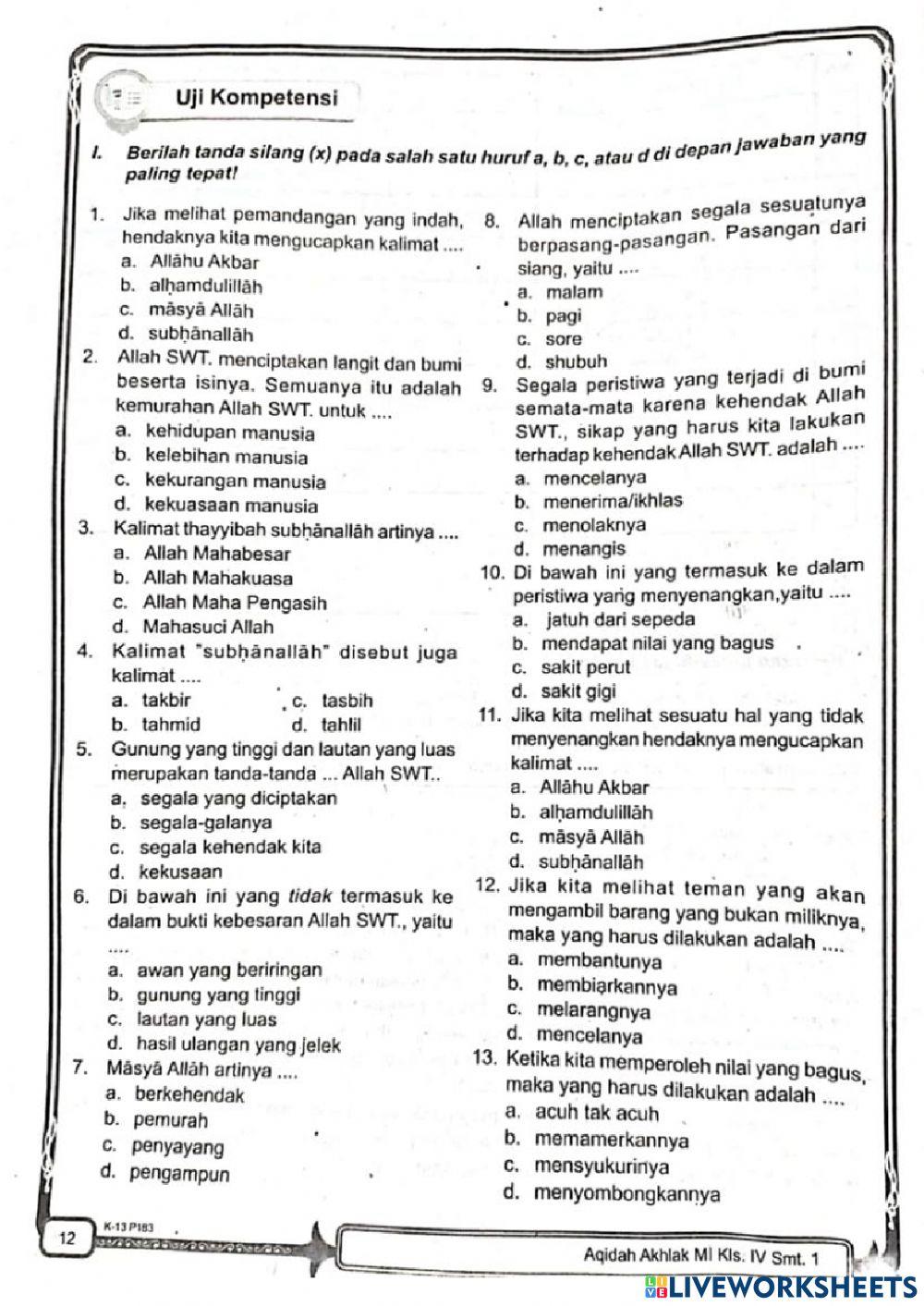 Kalimat Thayyibah Bab 1