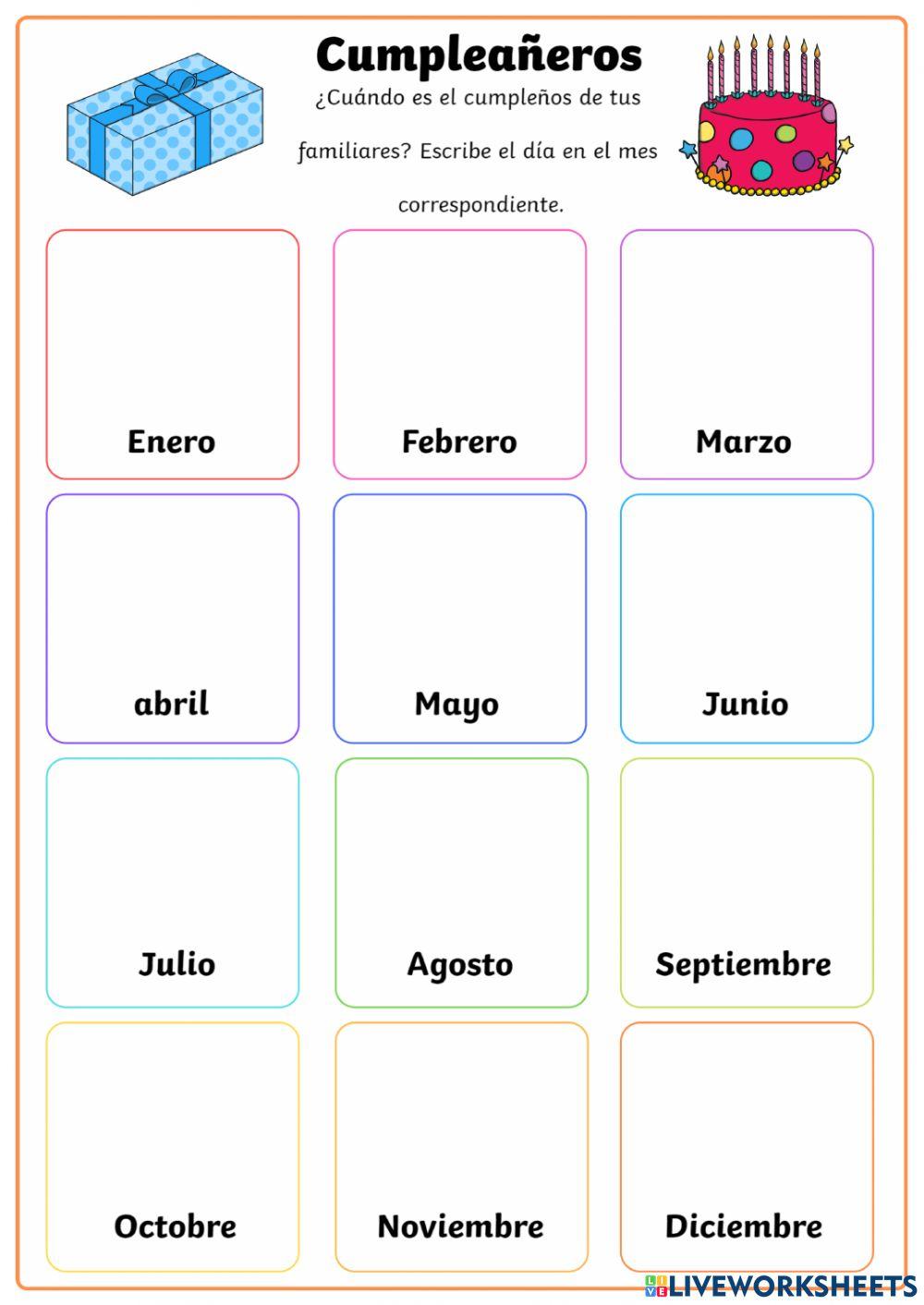 Cumpleaños y meses del año