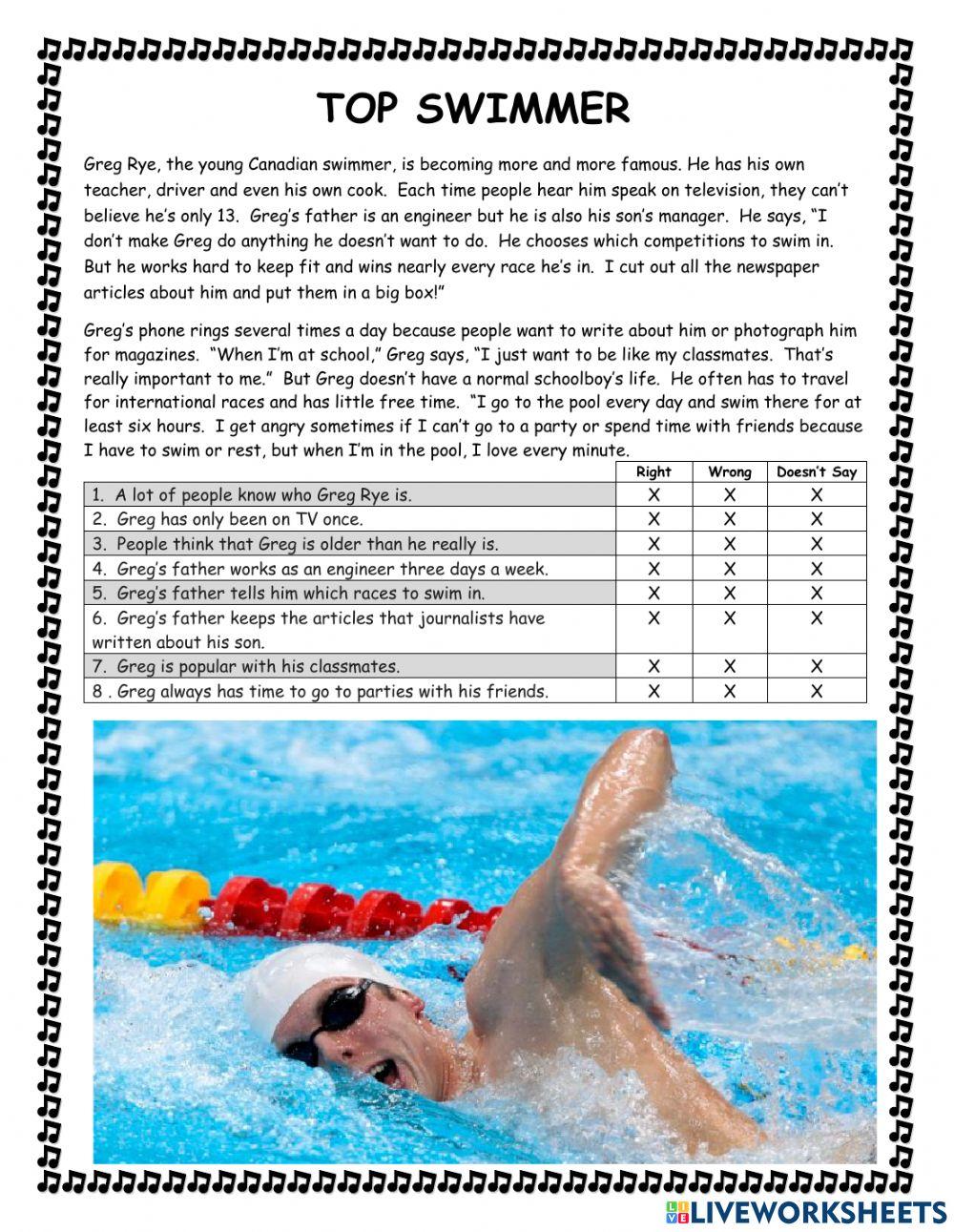 Top Swimmer KET Reader