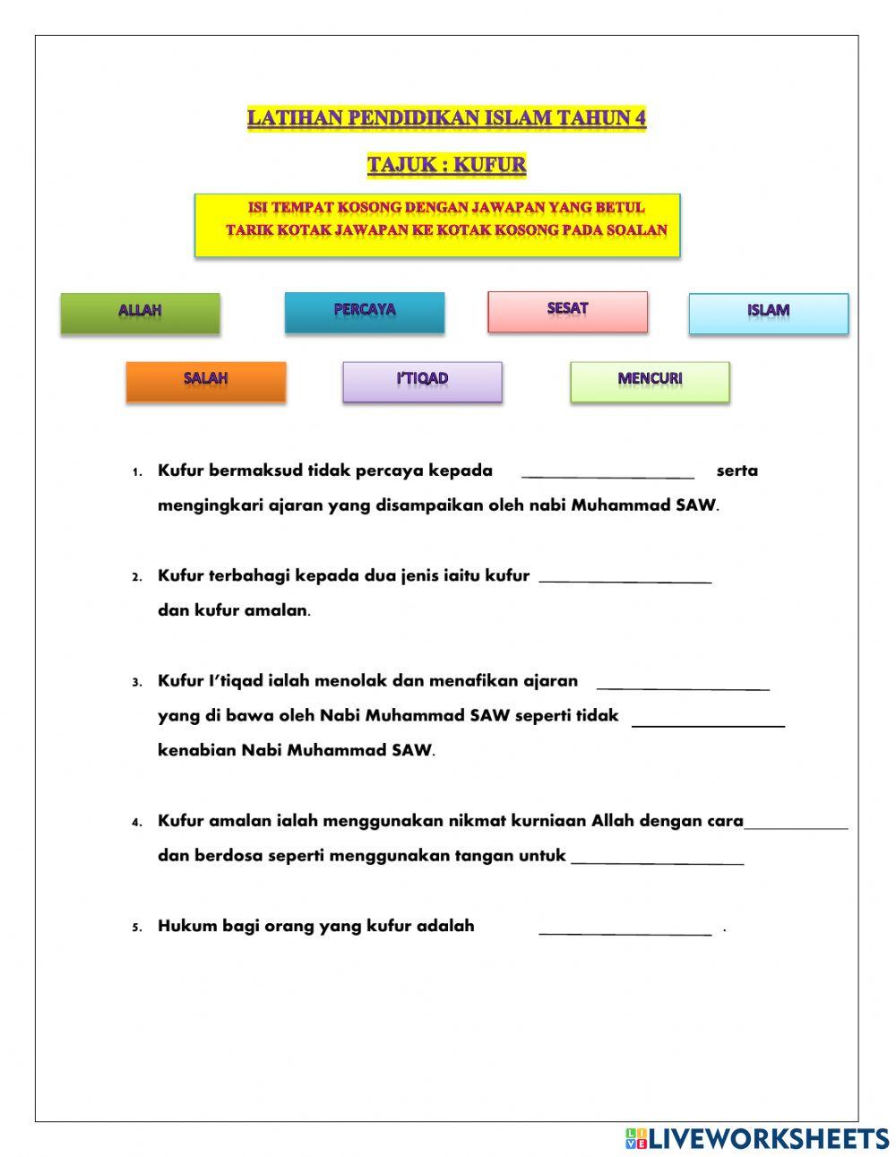 Pendidikan islam tahun 4 ( kufur )