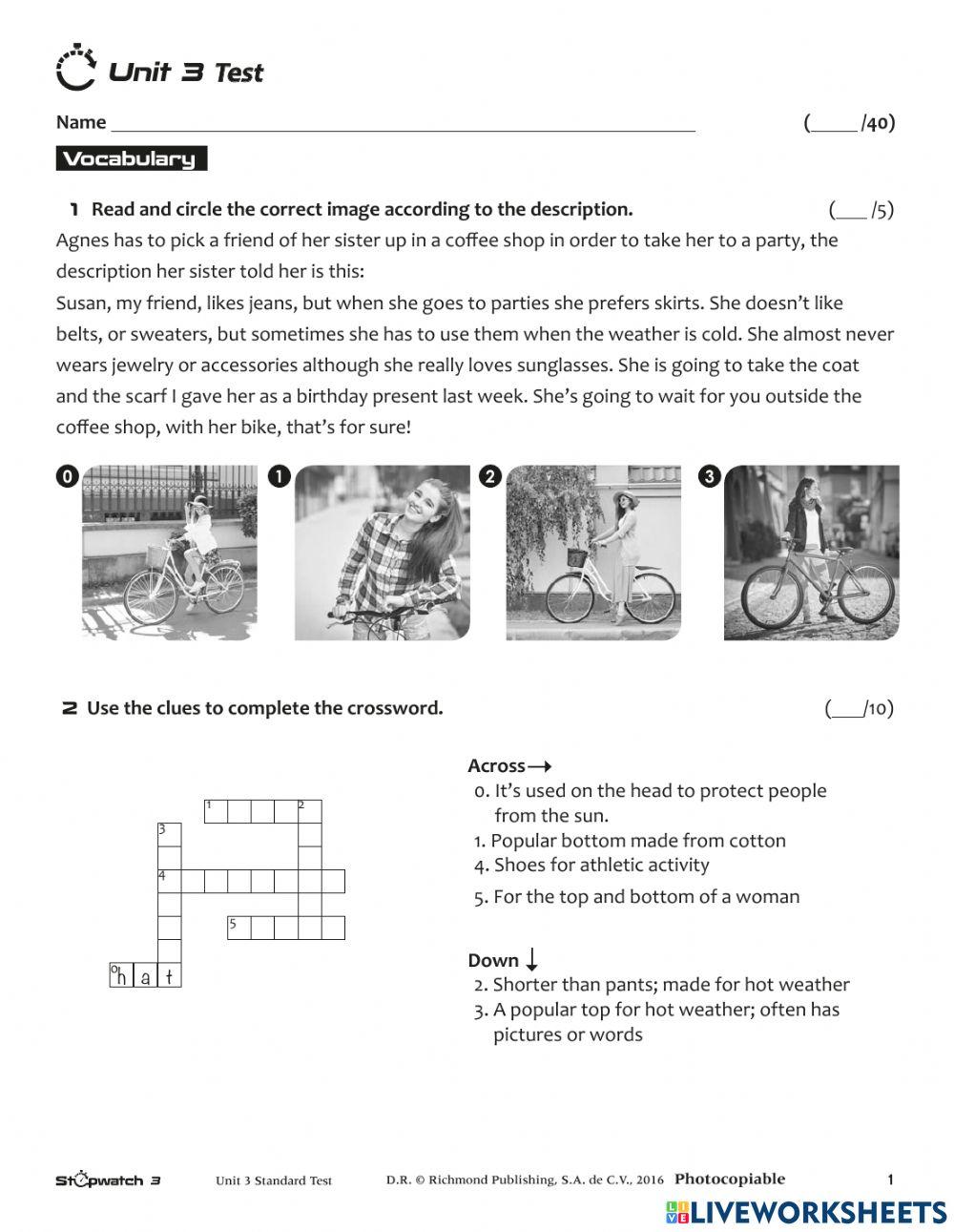 Test Unit 3-Eighth grade