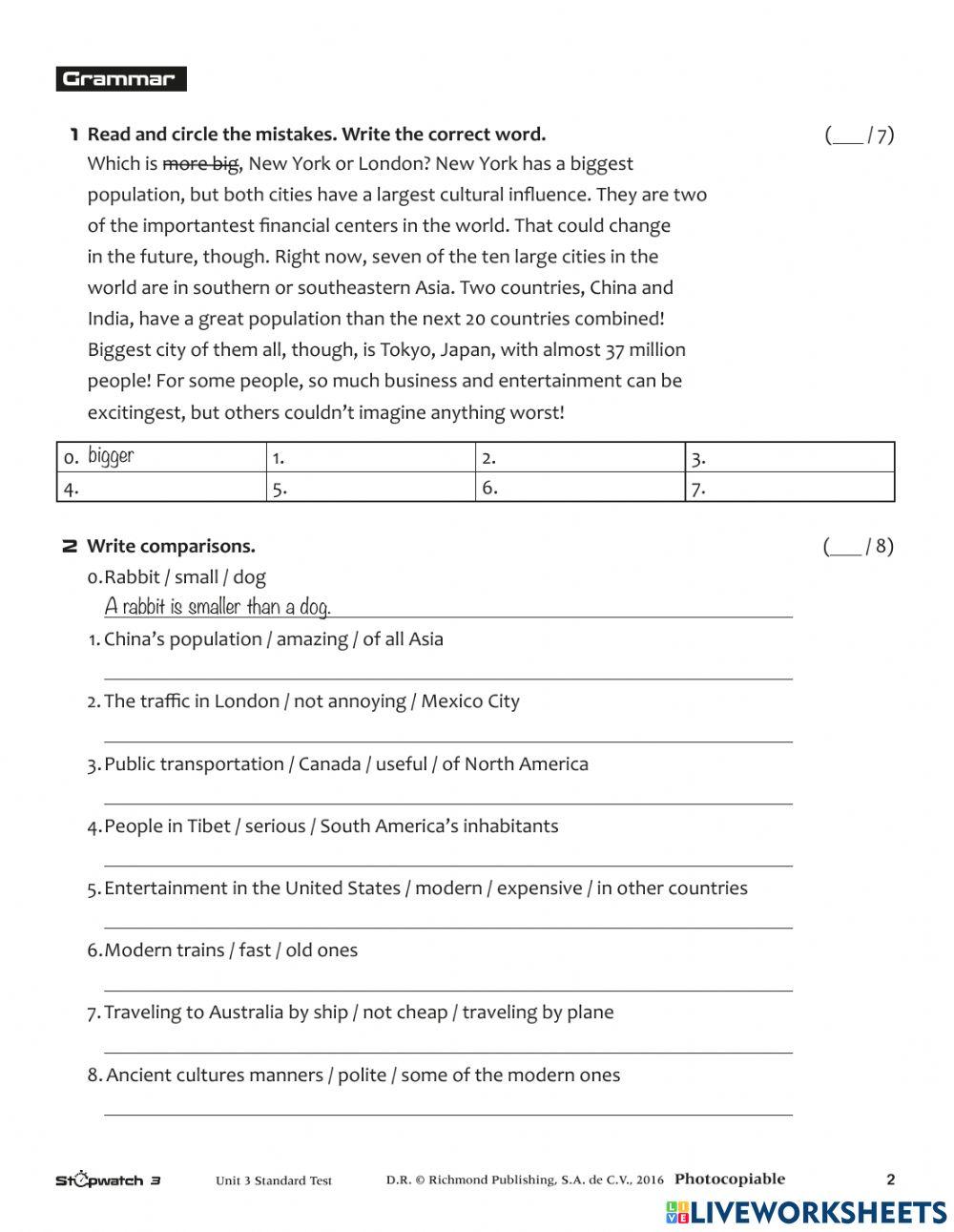 Test Unit 3-Eighth grade