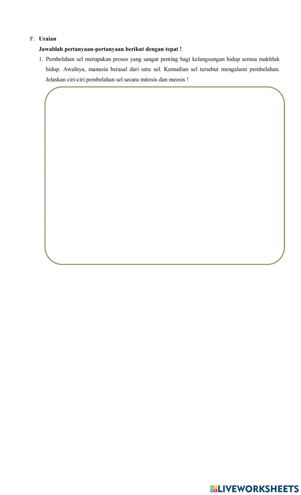 Ulangan Harian Sistem Reproduksi Manusia