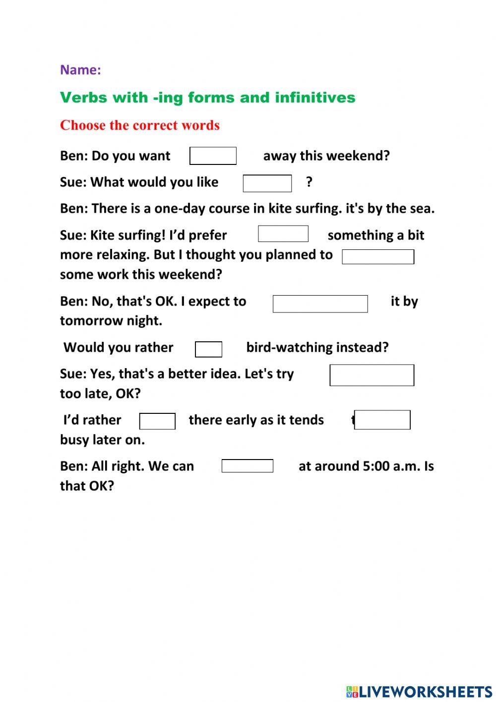 -ing forms and infinitives