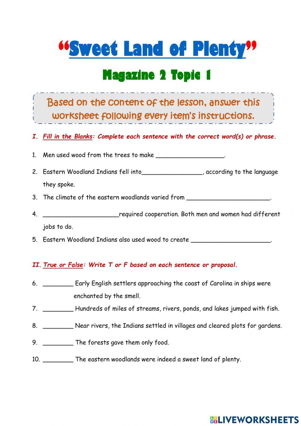 Sweet Land of Plenty