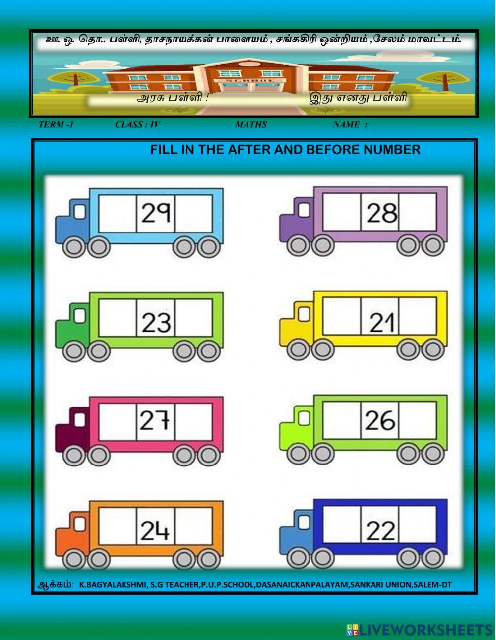 Iv-maths- Numbers-before -after
