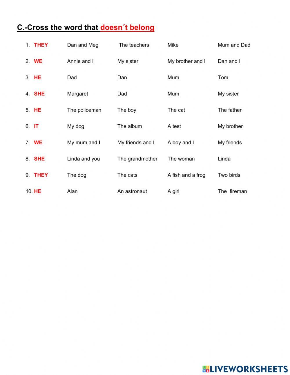 Quiz 1:personal pronouns-possessive adjectives.