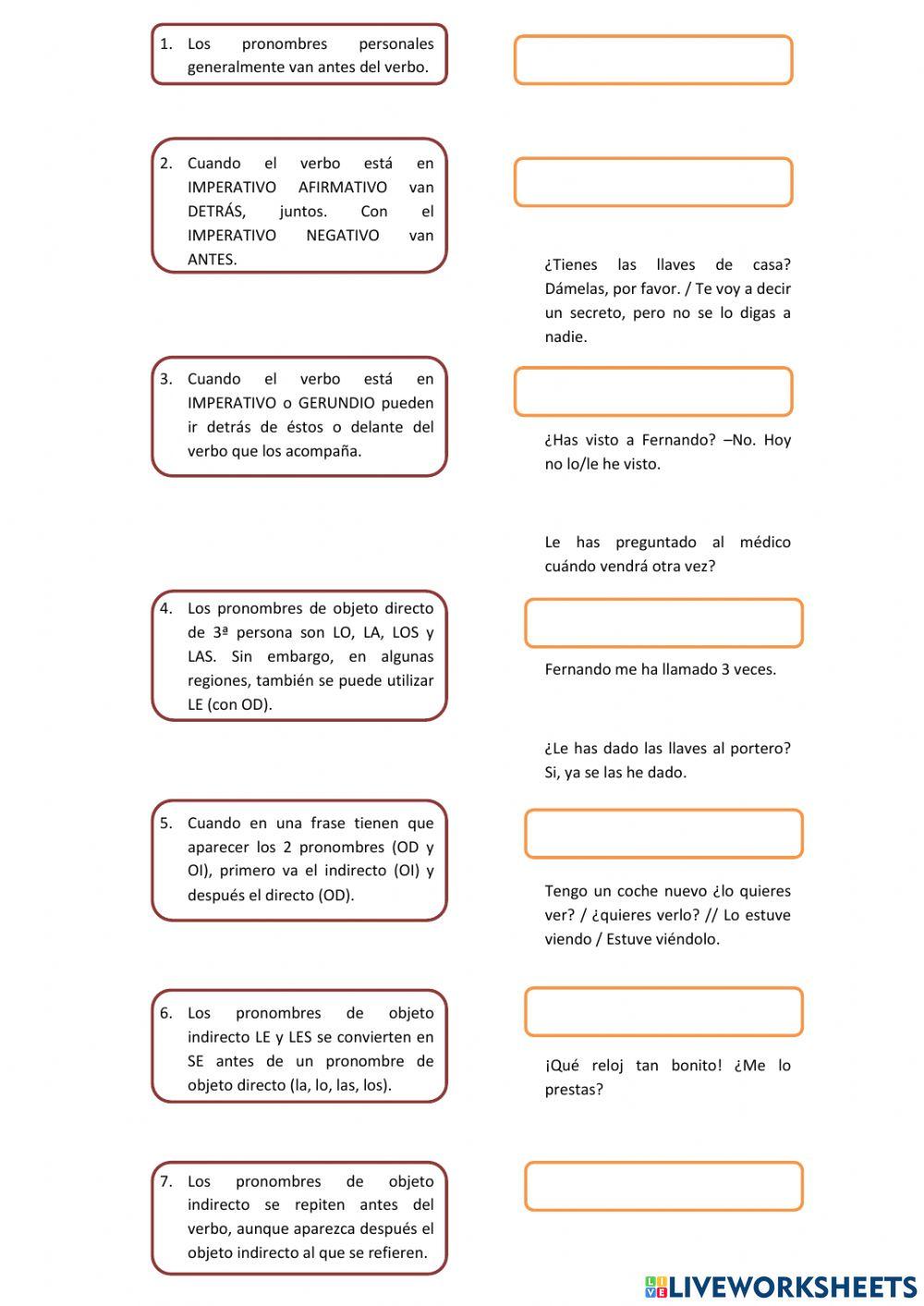 Pronombres Personales OD OI Reglas B1