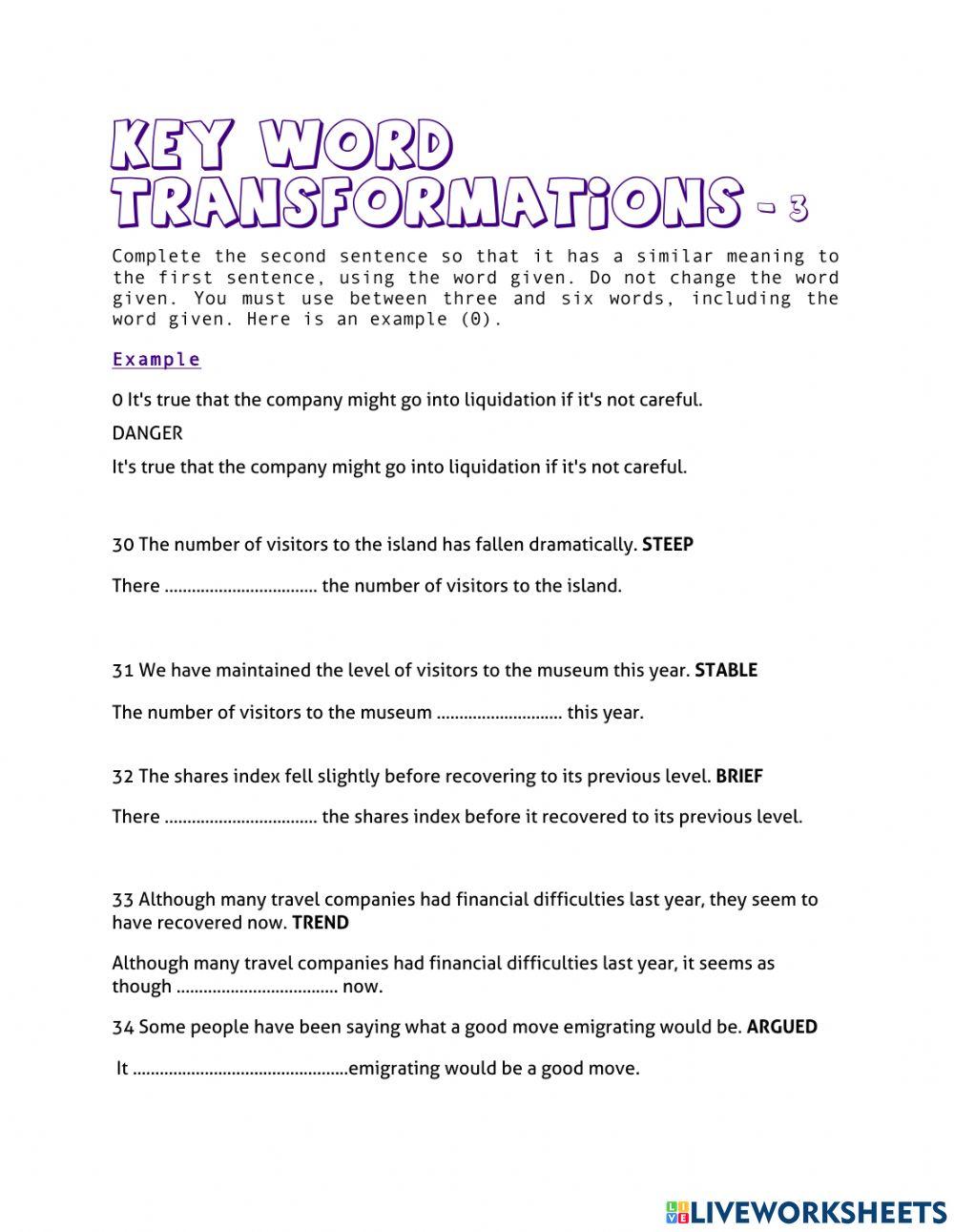 Key Word transformations - part 3