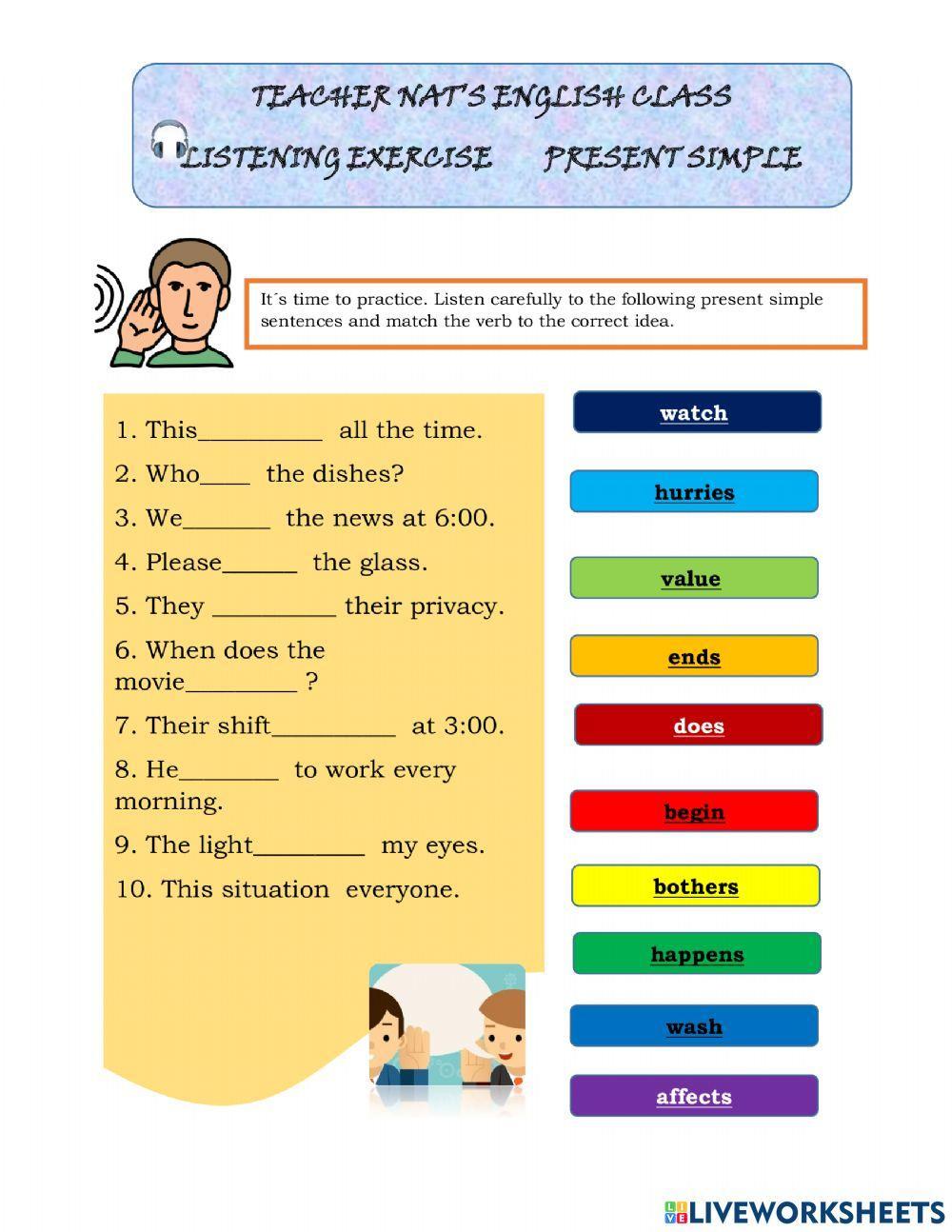 Listening exerc free interactive worksheets 1234686