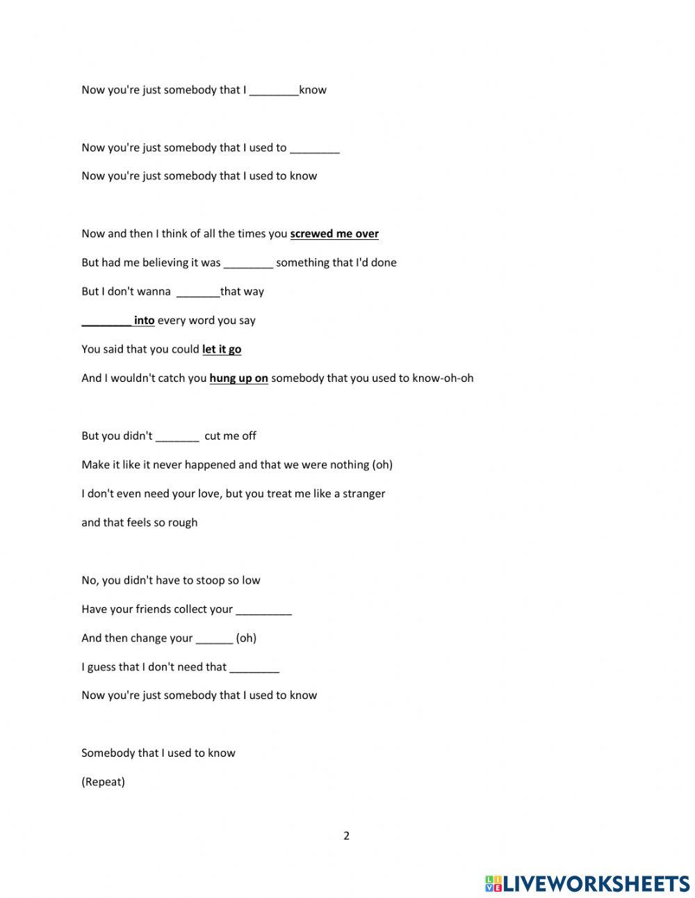 Somebody that i used to know