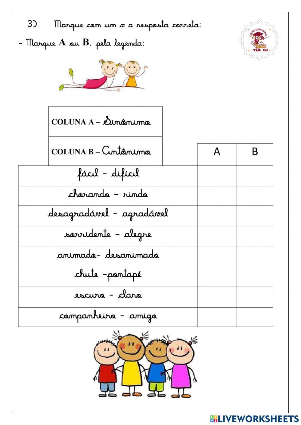 Antônimo e Sinônimo