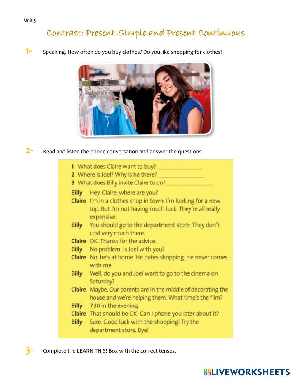 Present simple and present continuous