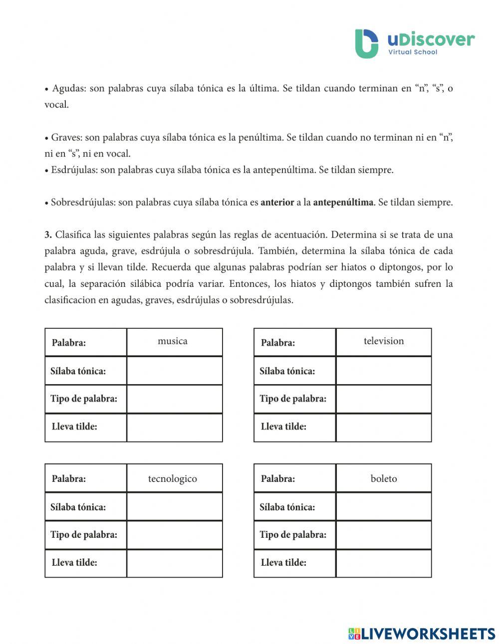 Repaso reglas de acentuación