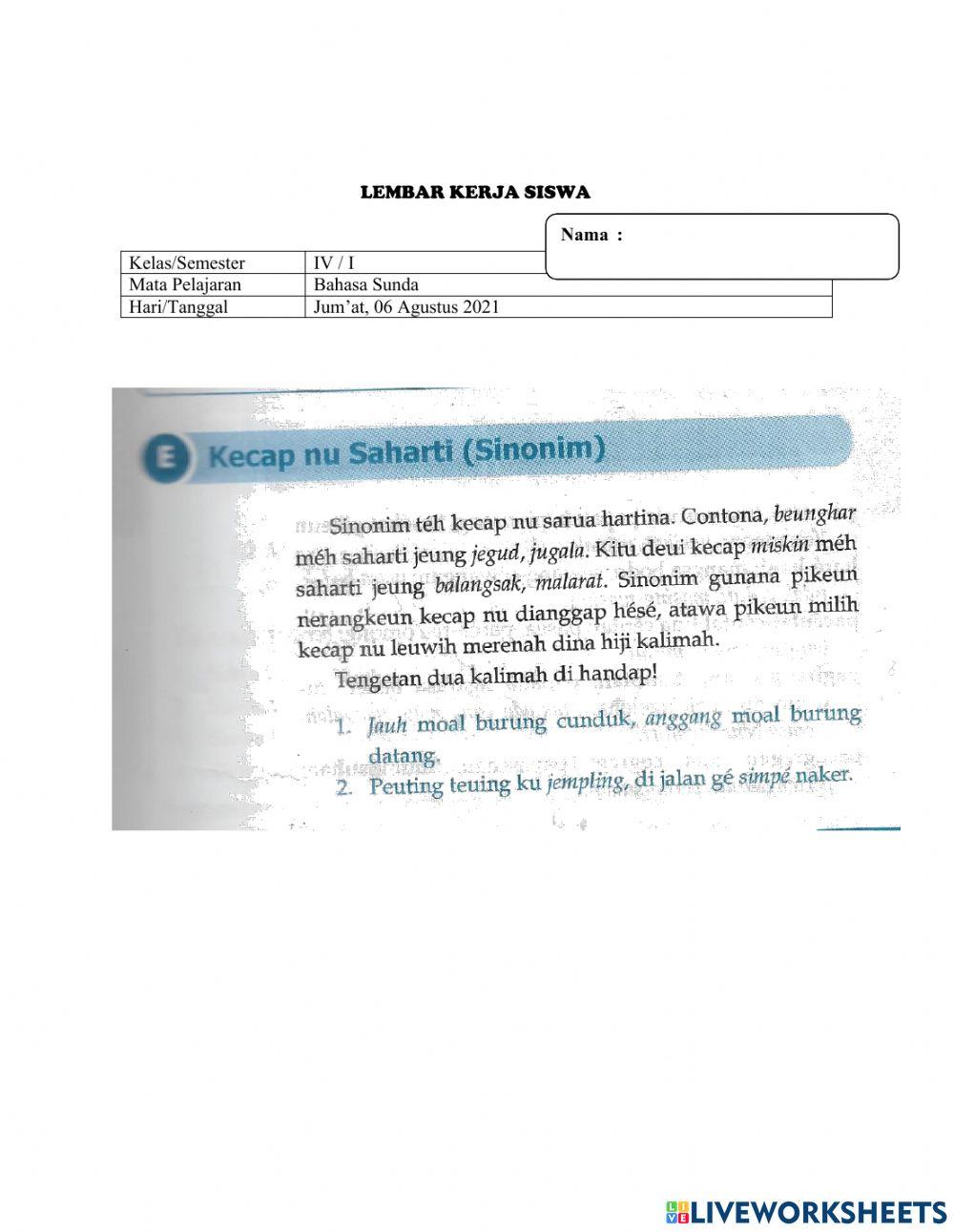 Bahasa sunda sinonim