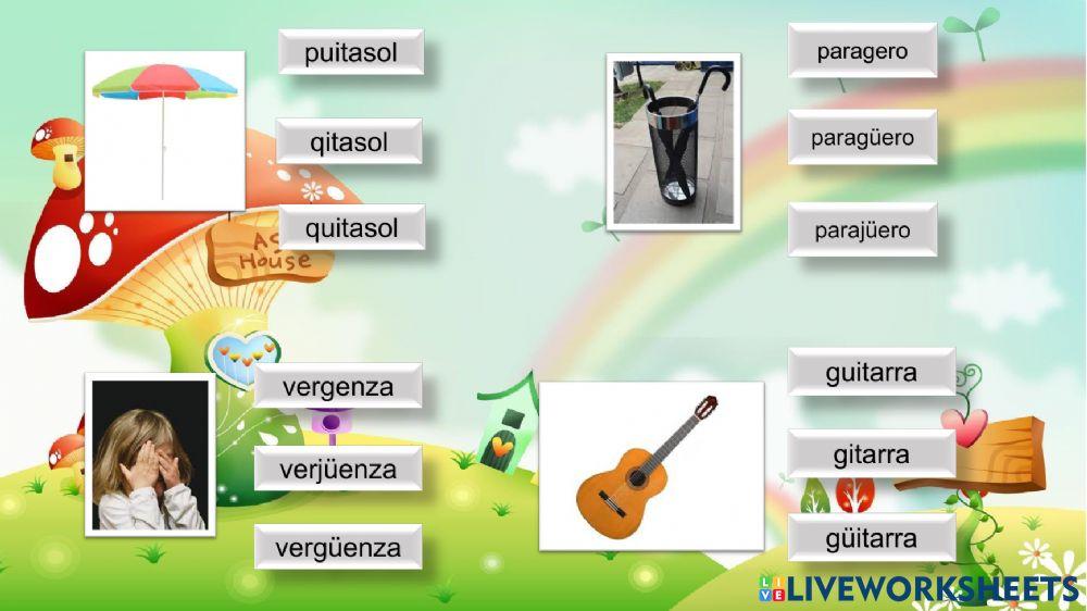 Uso de gue, gui, güe, güi, que, qui