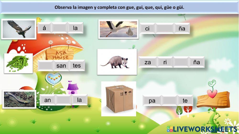 Uso de gue, gui, güe, güi, que, qui