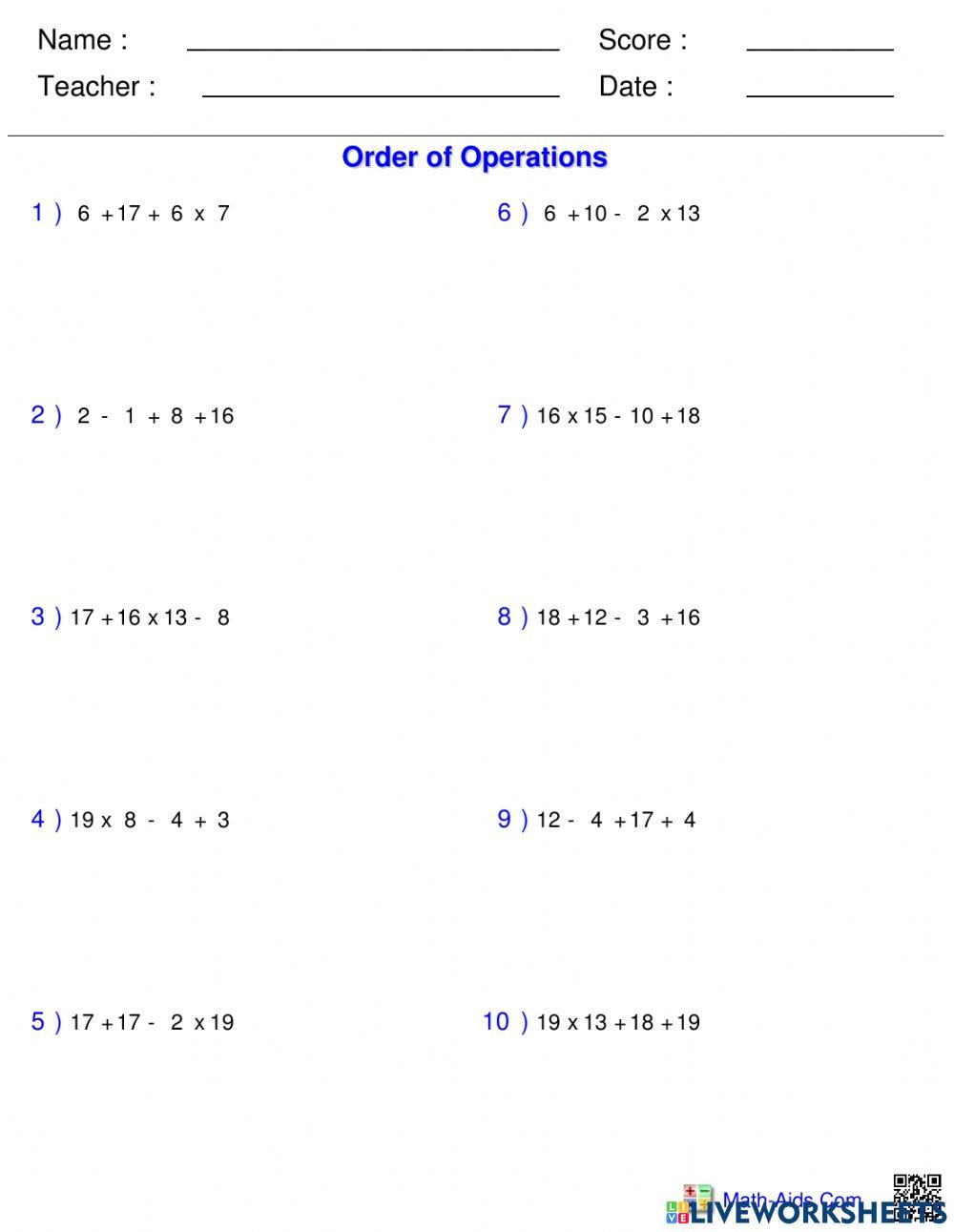 Order of Operations 2