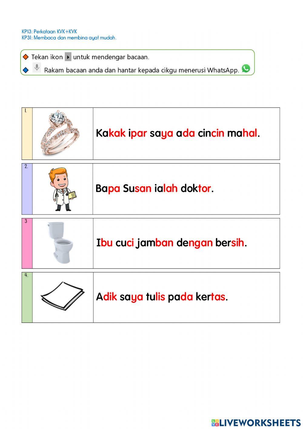 Perkataan KVK+KVK (Ayat Mudah)