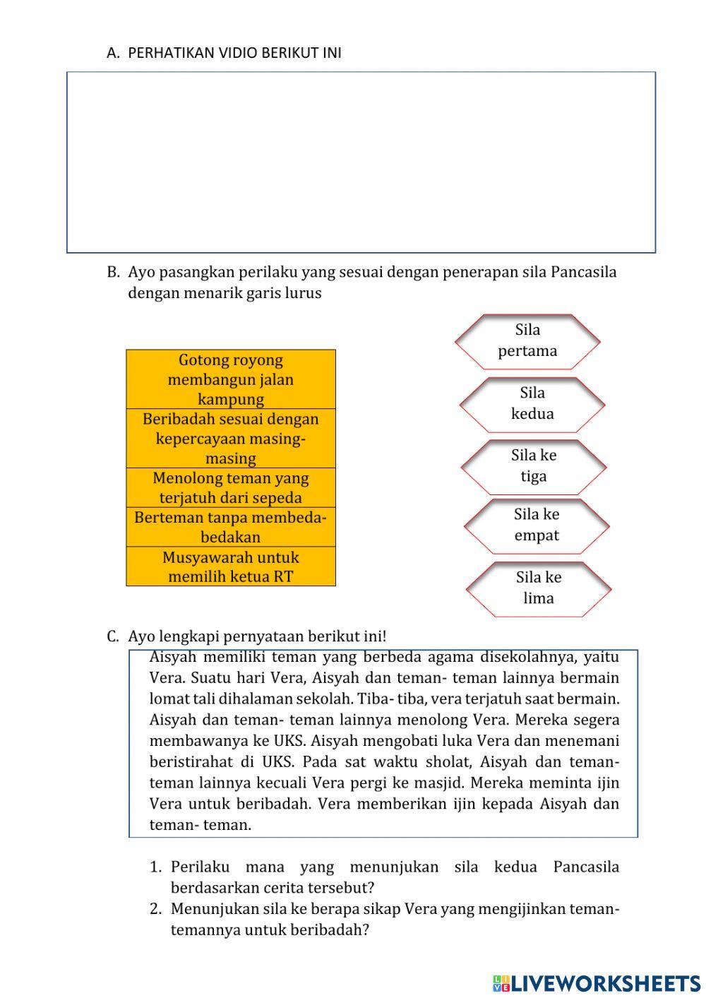 PERILAKU YANG MENCERMINKAN PANCASILA KELAS 5 TEMA 1 ST3