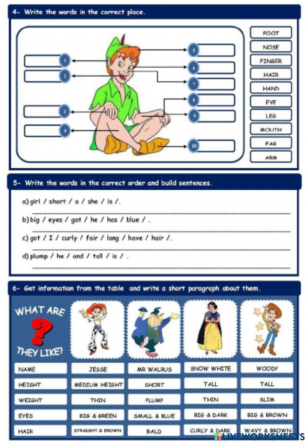 Body Parts, and Describing People