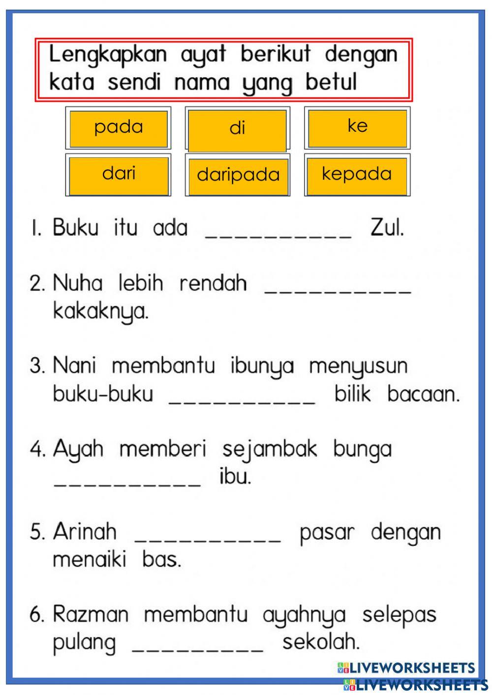 Bahasa Melayu (Kata Sendi Nama)