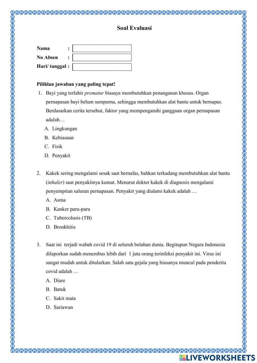 Soal Evaluasi Kelas V Tema 2 Subtema 2 Pemb 1
