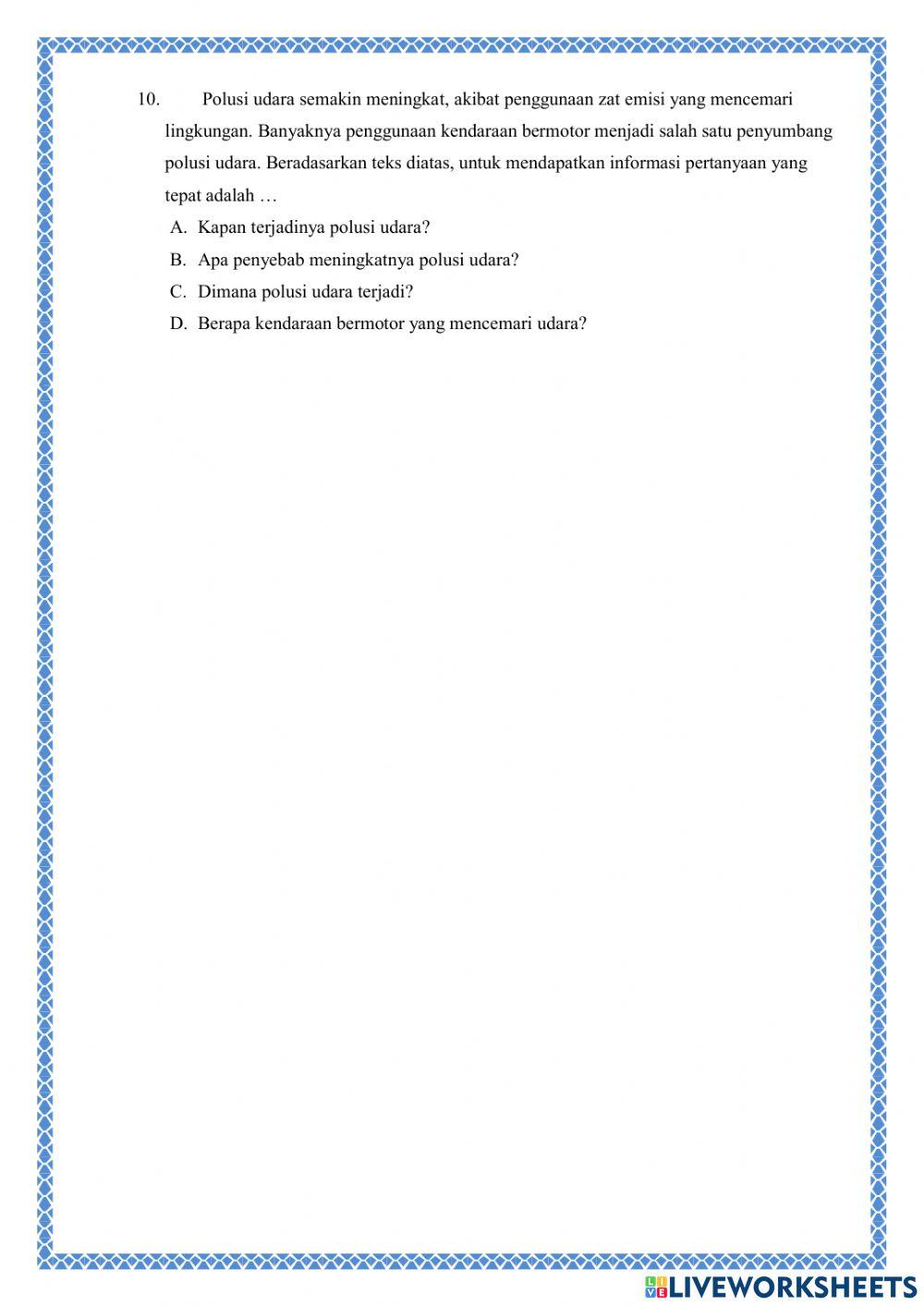 Soal Evaluasi Kelas V Tema 2 Subtema 2 Pemb 1