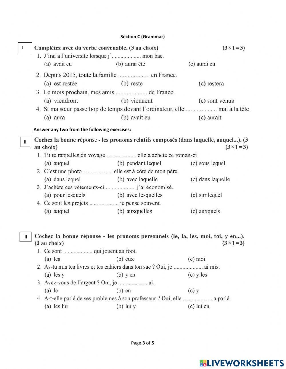Class X  French CBSE- Shafi