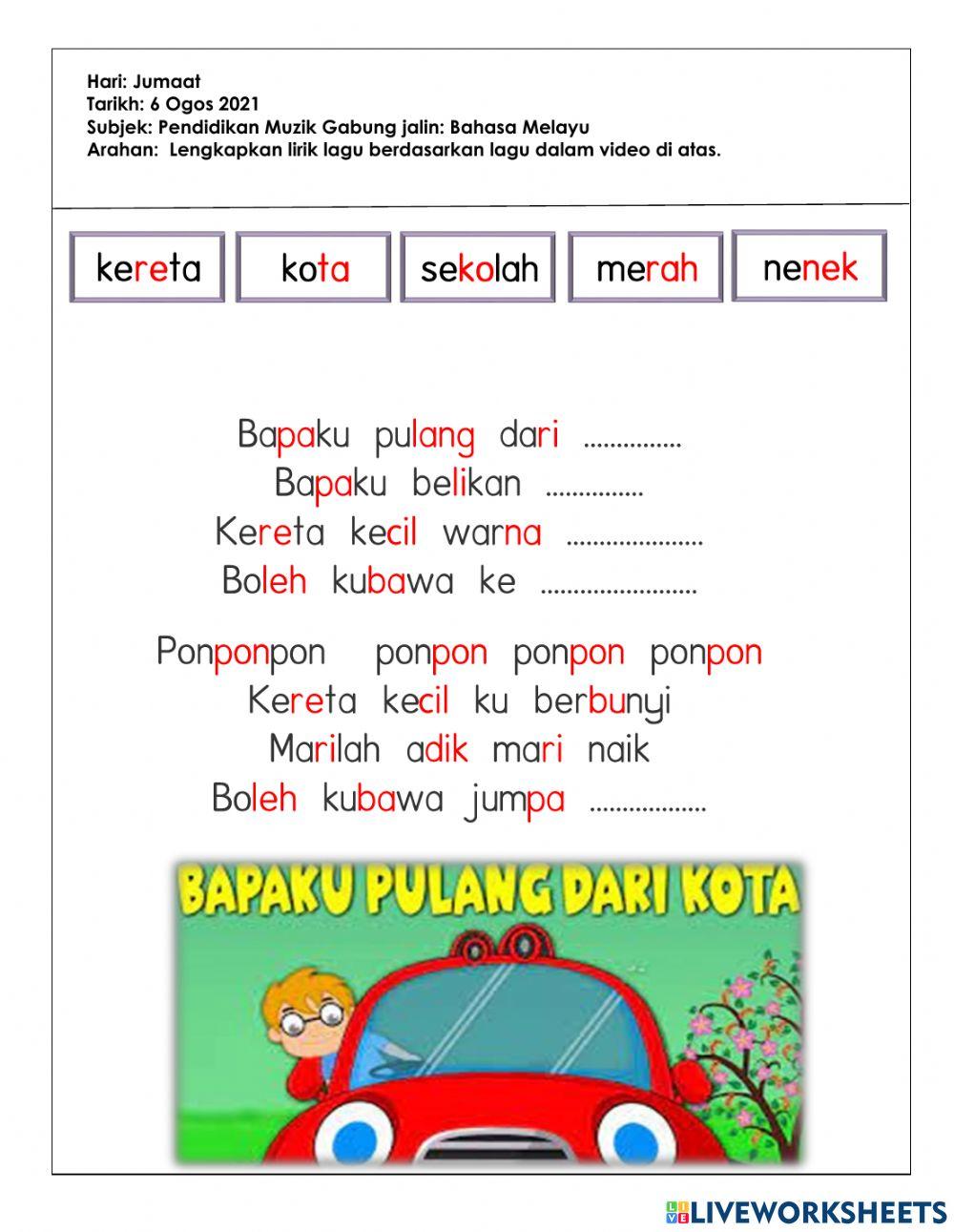 Tugasan Pendidikan Muzik Prasekolah (6 Ogos 2021)