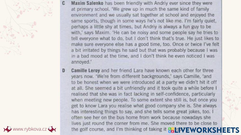 Reading (Friends) Comp.First U1