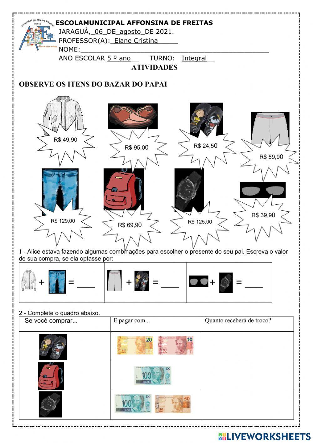 Atividade de Matemática