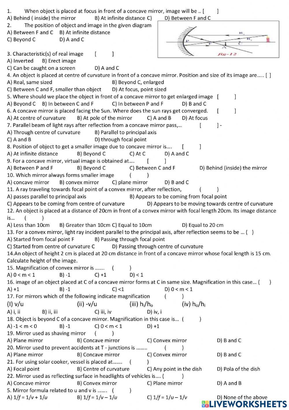Reflection of light at curved surfaces
