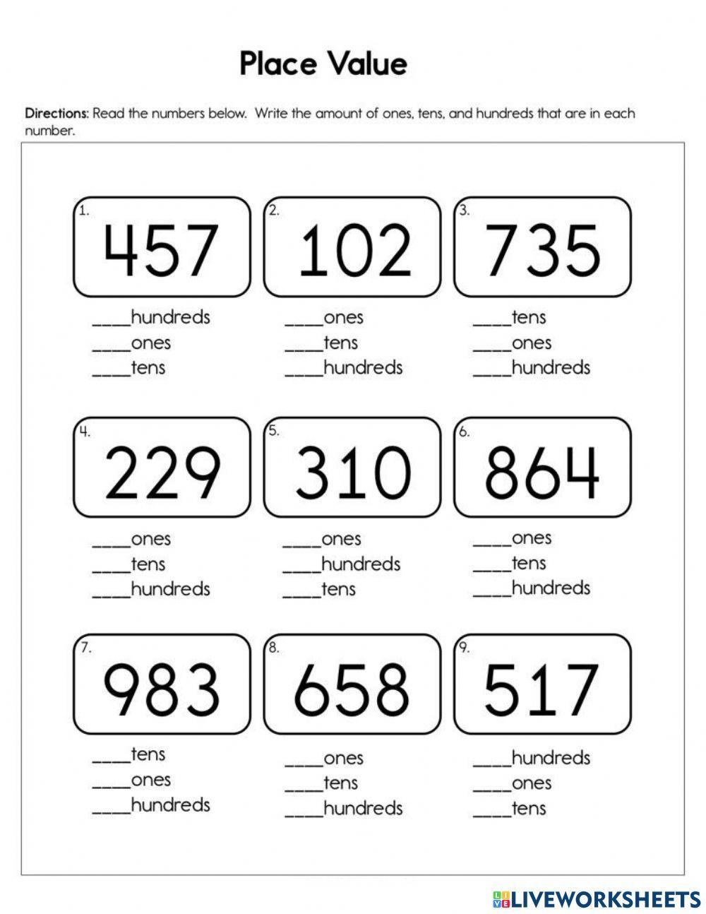1236729 Place Value Viktoriya Bokiy LiveWorksheets