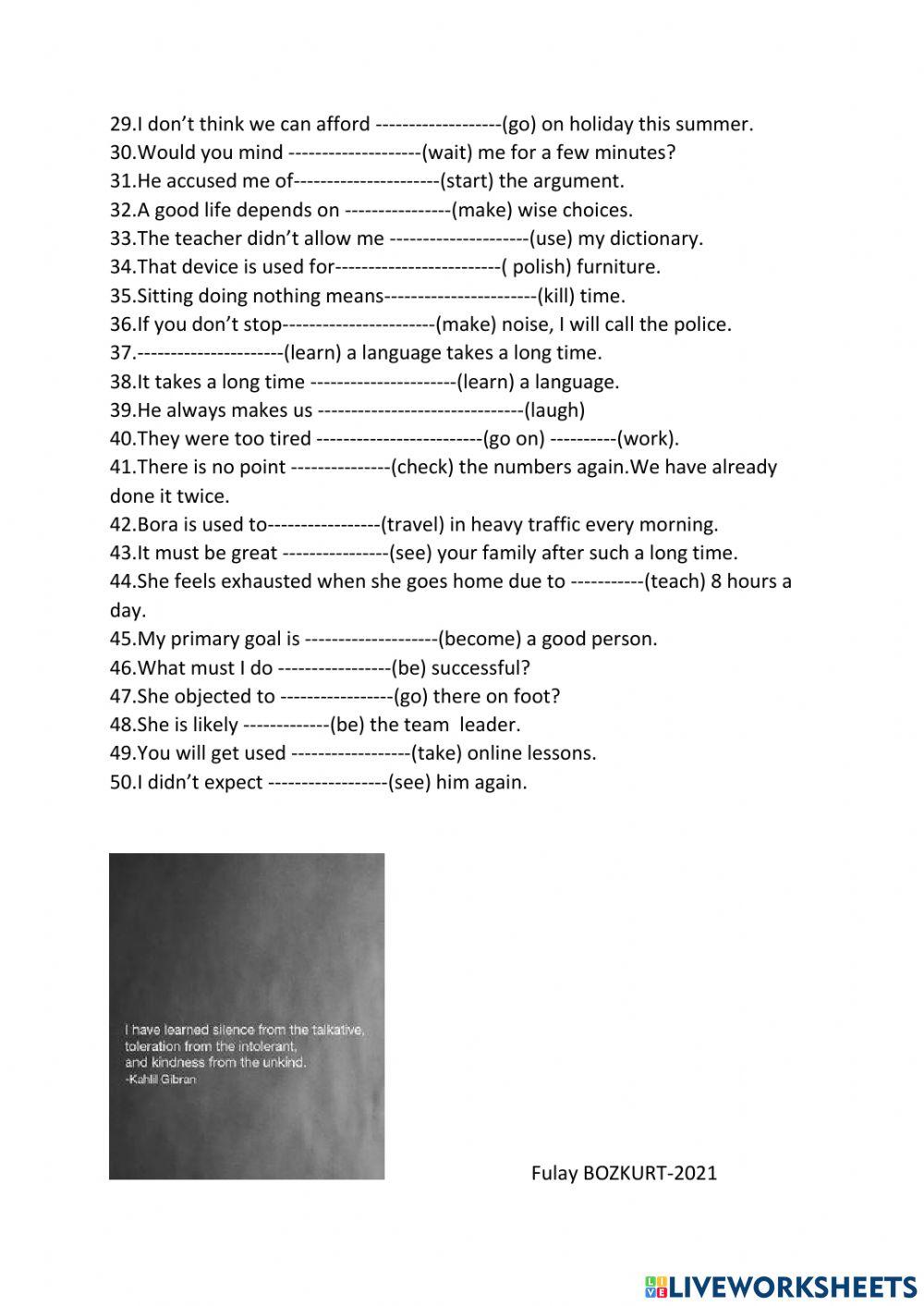 Gerunds & Infinitives