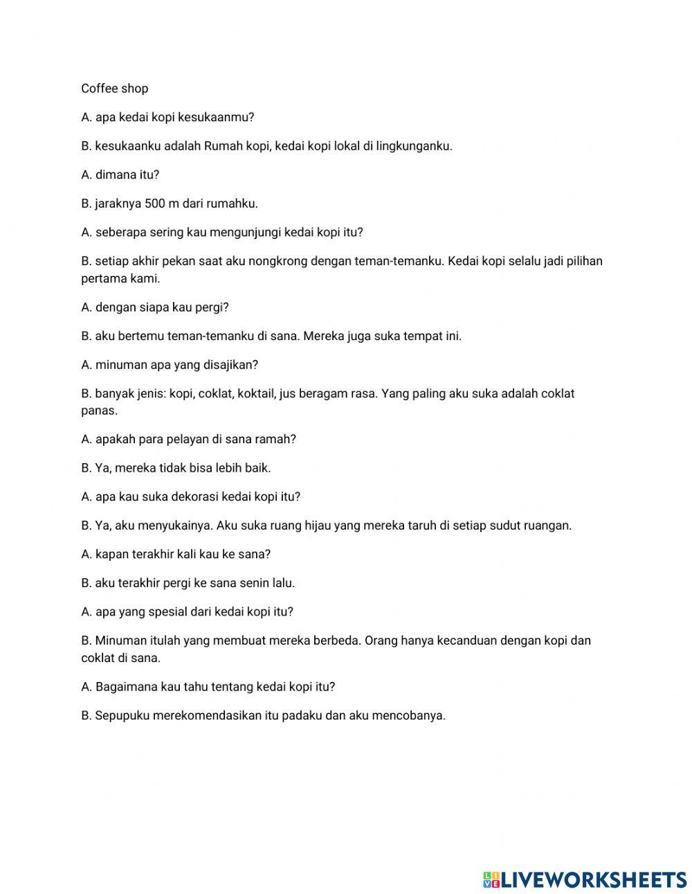 Speaking Exercise August 7th