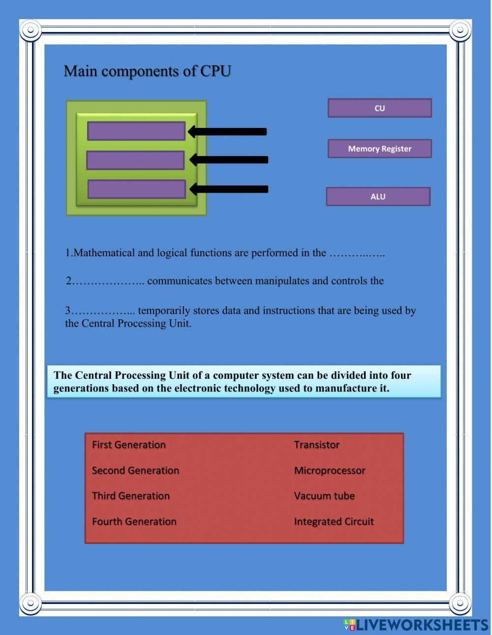 Central Processing Unit Kavindi Live Worksheets