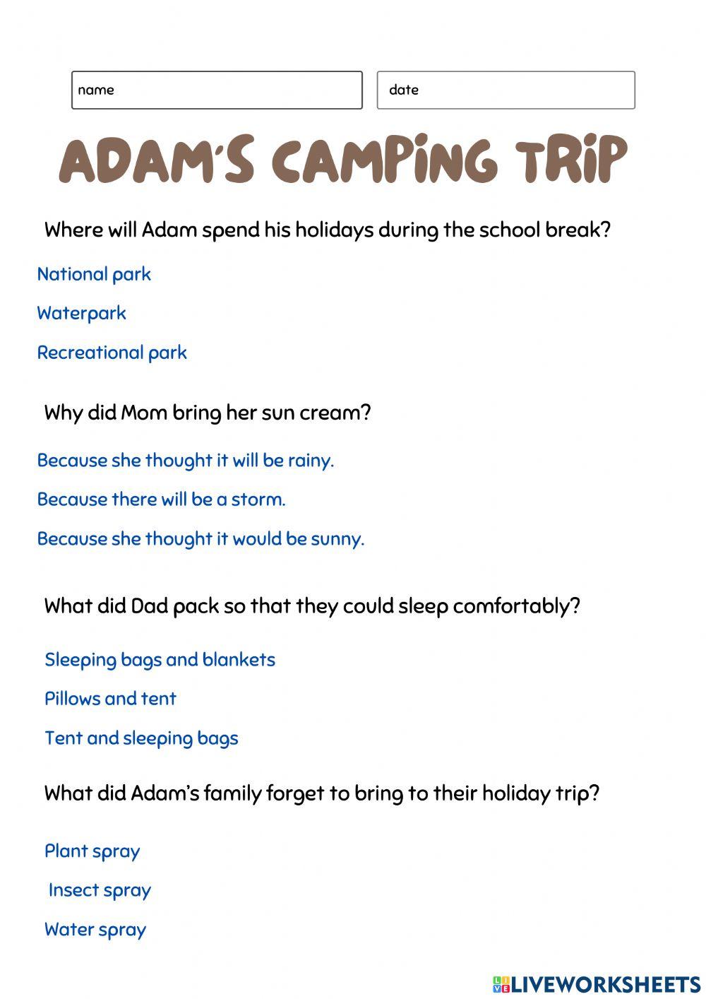 Adam's Camping Trip