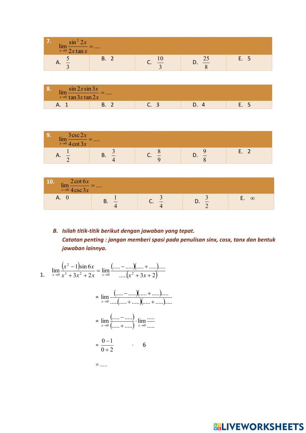 Limit Fungsi Trigonometri
