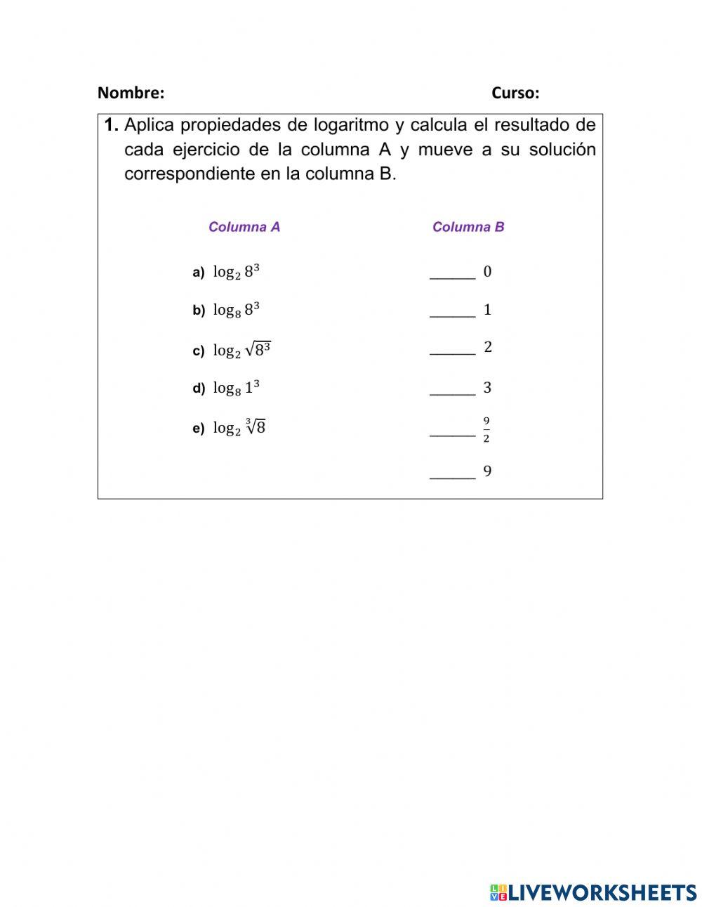 Propiedades de los logaritmos