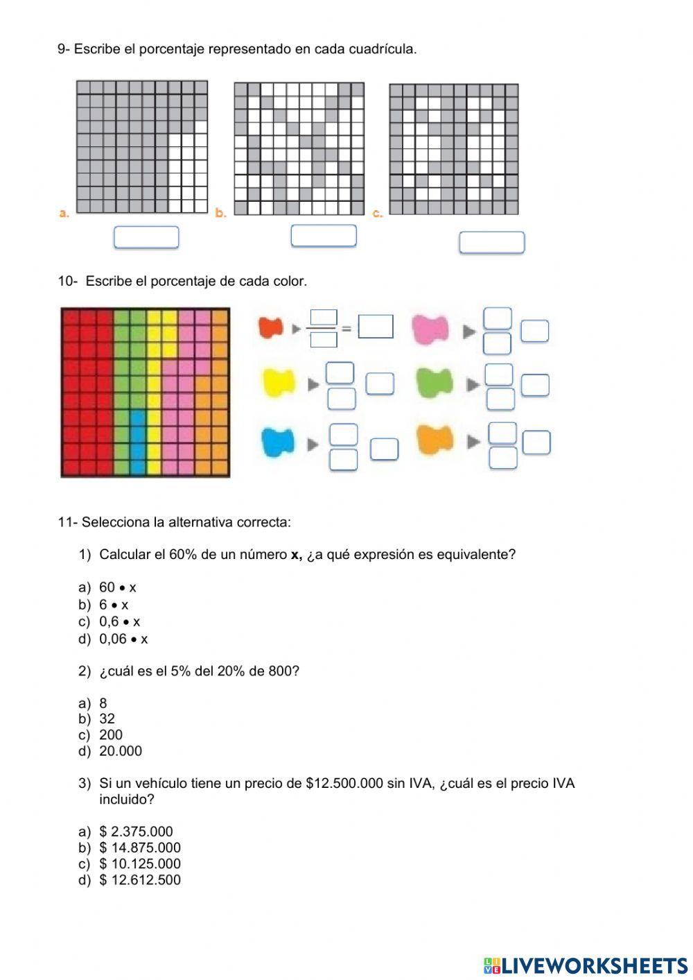 8° evaluación Porcentajes y racionales