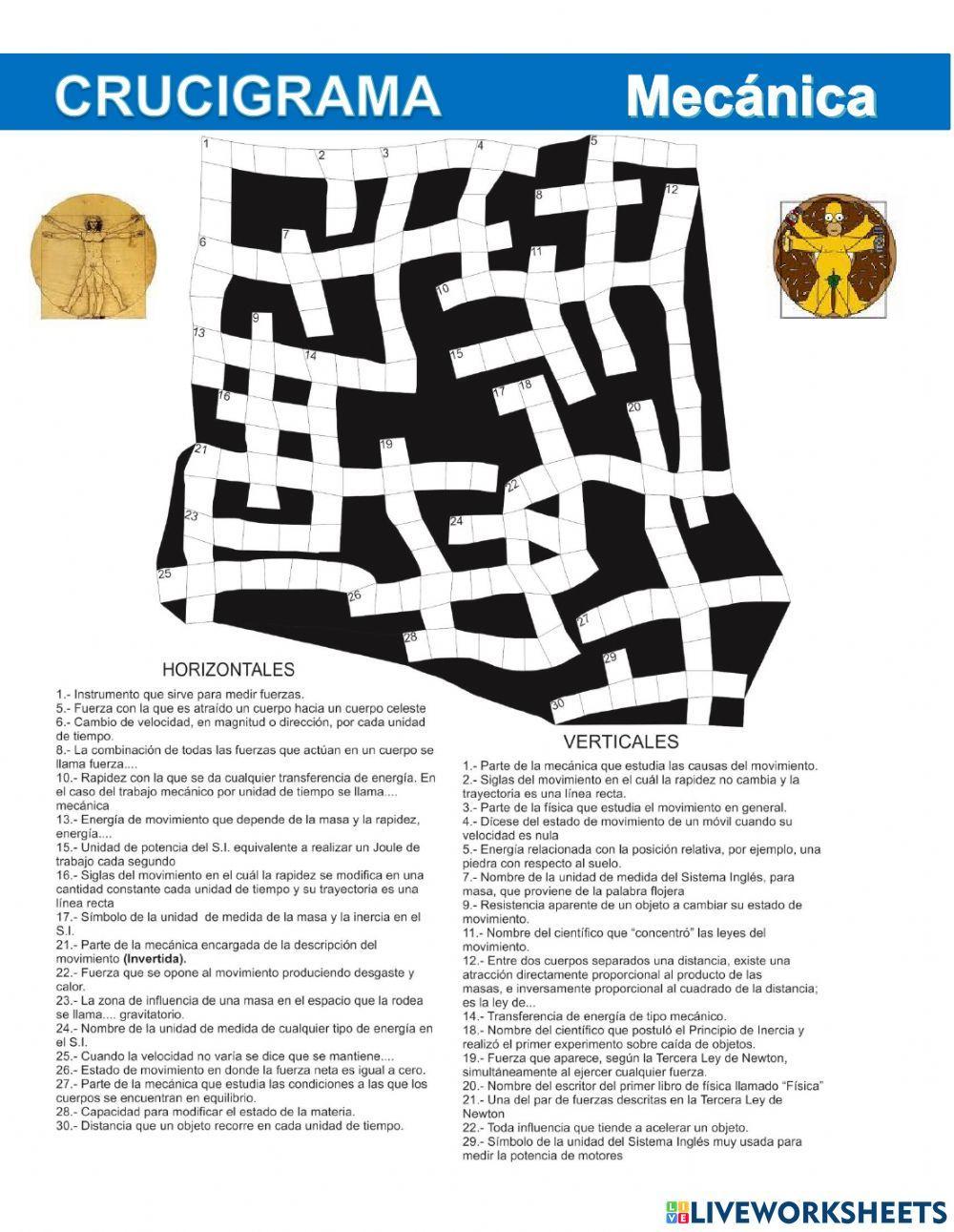 CRUCIGRAMA Mecánica