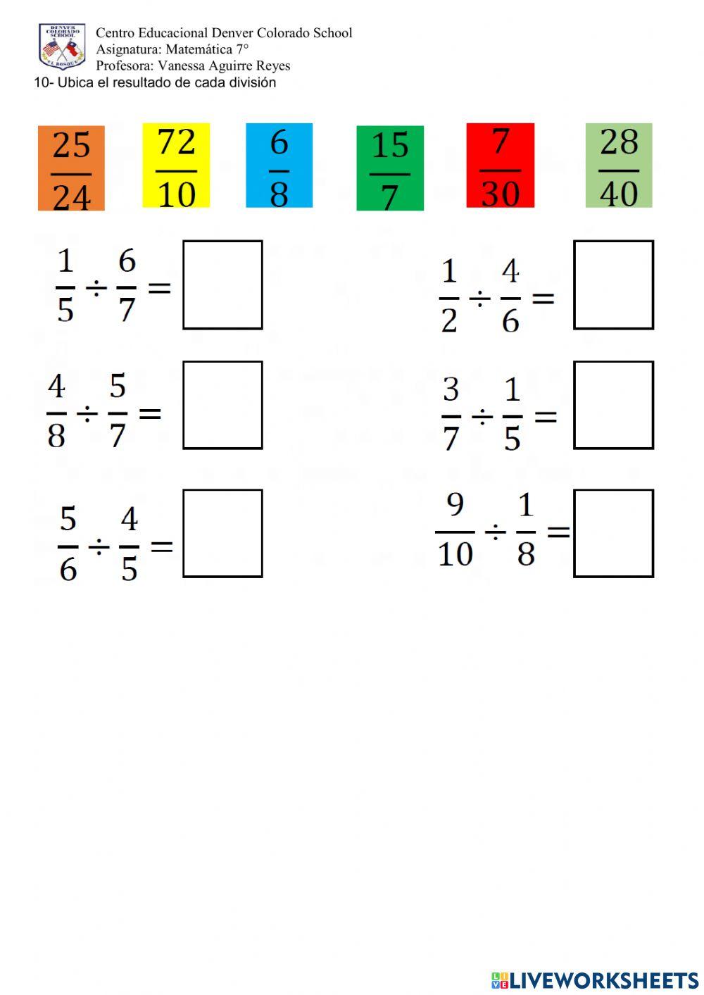 7° evaluación decimales y fracciones