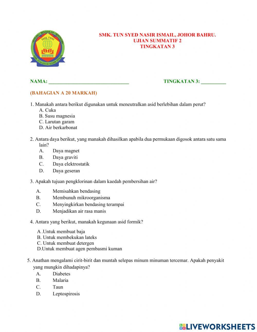 Ujian summatif 2 ogos 2021