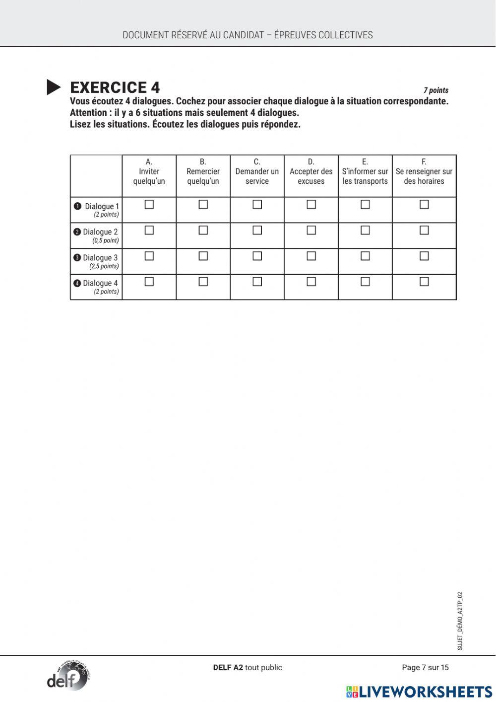 DELF A2 Compréhension ORALE