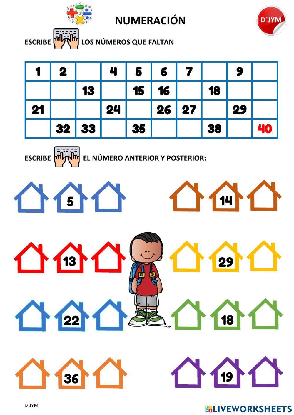 Numeración hasta el número 40