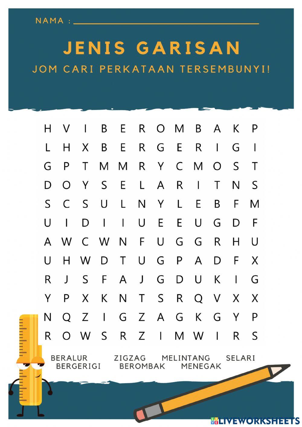 Word Search jenis garisan
