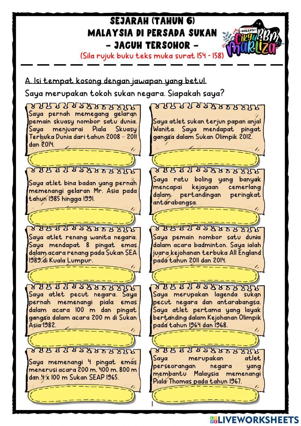 Jaguh Tersohor (Sejarah Tahun 6)